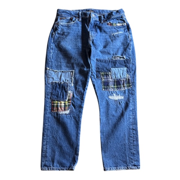Polo Ralph Lauren Slim Tapered Boyfriend Patchwork Jeans - Picture 4 of 16